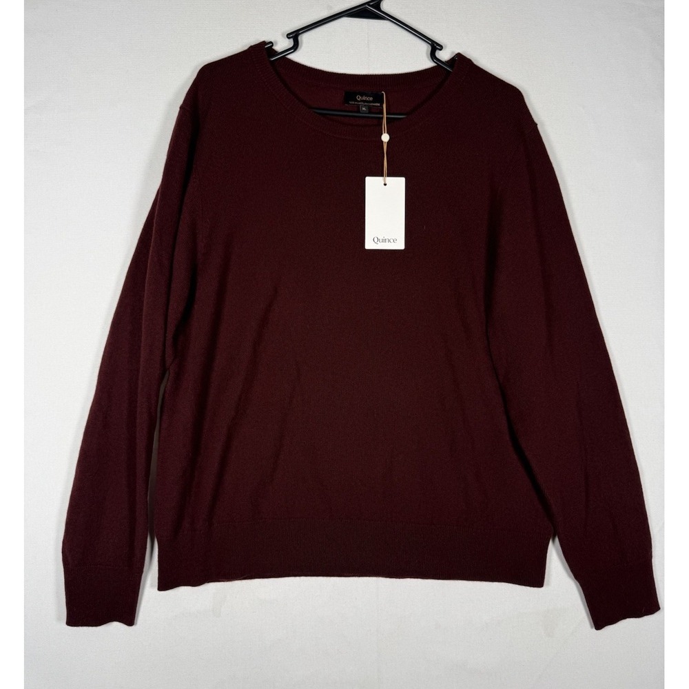 NWT Quince Mongolian Cashmere Crewneck Sweater Women's XL Burgundy Cozy Comfort